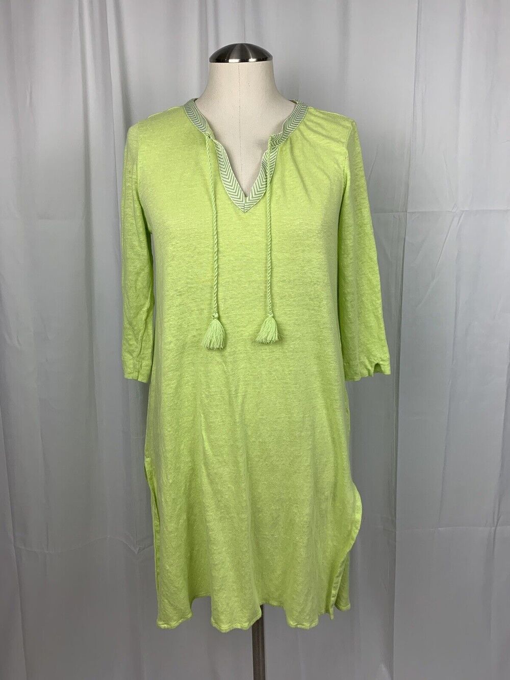 Women’s PURE Collection Linen Lime Green Dress/ Beach Cover Up 8/10 US